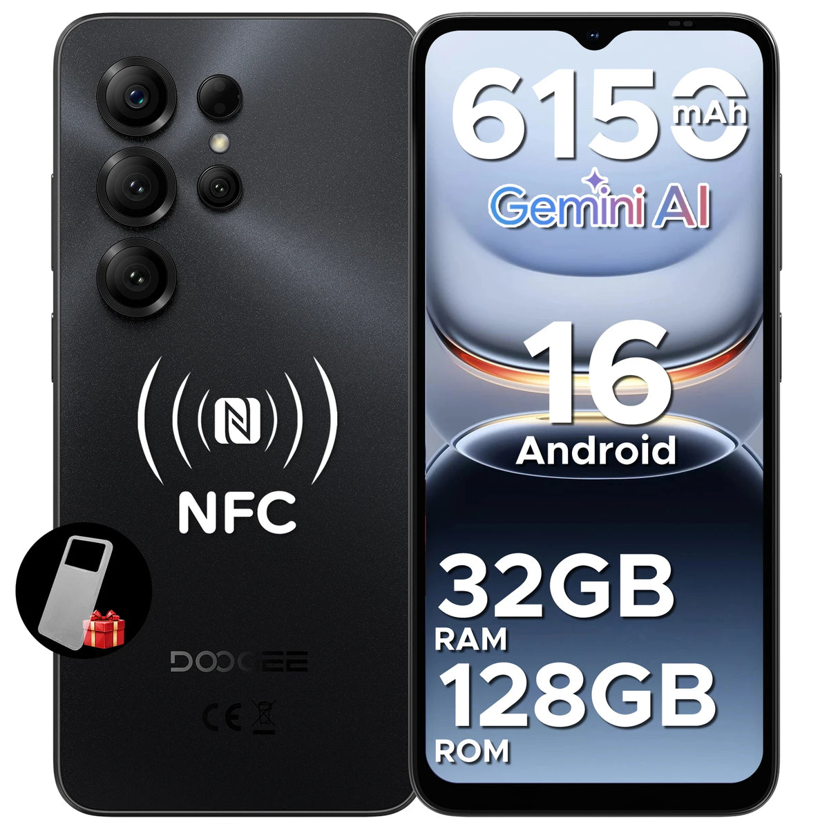 Smartphone Android DOOGEE Note56X Pro VIP Edition 16" Batería 6150 mAh 32 GB RAM (4 + 28) 128 GB ROM Compatible con Google Pay