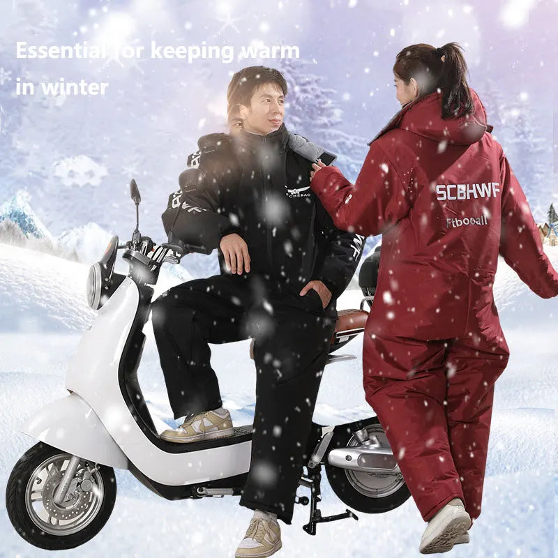 Traje Impermeable y Cortavientos para Motociclismo de Invierno, Todo en Uno, Ropa Cálida y Gruesa de Felpa, Ropa a Prueba de Frío, Trajes de Esquí