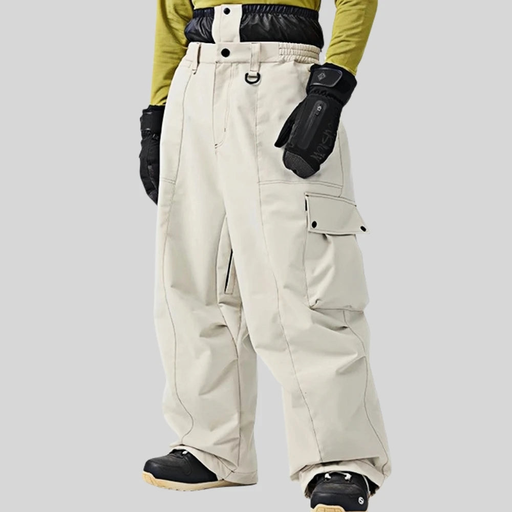 Pantalones de snowboard con bolsillo grande para hombre, pantalones de esquí holgados súper holgados, aislamiento impermeable para campo de nieve, ropa deportiva de invierno para parejas