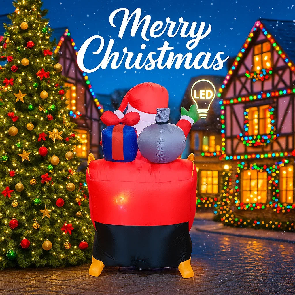 Juguete inflable de Papá Noel de 10,17 pies, trineo, Reno, decoración de patio de Navidad, suministros de Navidad iluminados con LED, adorno para el hogar, regalo festivo