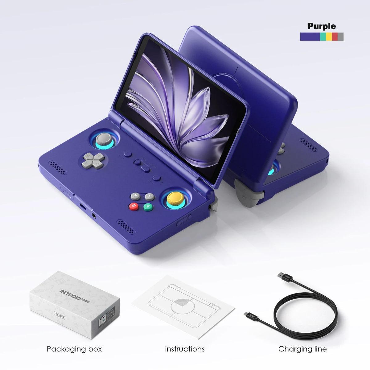 Retroid Pocket Flip 2 5.5" AMOLED Clamshell Handheld 178° Adjustable Hinge Active Cooling Hall Joysticks Android Retro Gaming Console