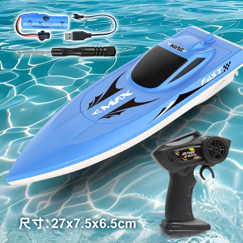Lancha rápida a control remoto para niños, bote de carreras recargable de alta velocidad 2.4G, regalo de simulación impermeable para niños