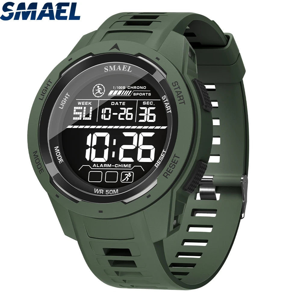 Reloj digital SMAEL 8105, reloj deportivo LED para hombre, resistente al agua 50m, cronómetro con luz para hombre