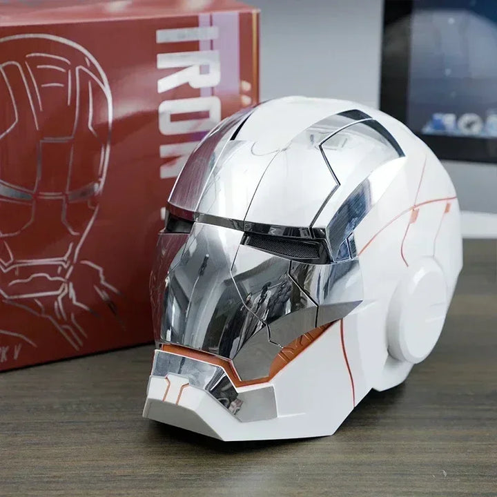 Casco de Iron Man Mk5 Automático 1:1 con Control por Voz, Avengers Mk5 Mk50 Mk17, Cosplay con Luz LED, Cierre Electrónico