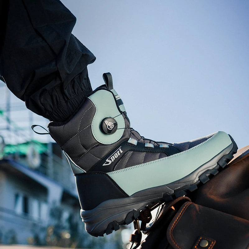 Botas de nieve cálidas para hombre, además de botas de algodón gruesas de terciopelo, zapatos de esquí para exteriores para hombre, zapatos de algodón antideslizantes impermeables, invierno para hombre