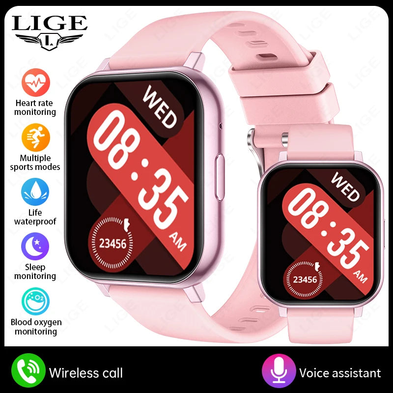 LIGE 2026 Nuevo reloj inteligente para mujer y hombre, reloj inteligente con llamadas Bluetooth, monitoreo de oxígeno en sangre y frecuencia cardíaca, regalo de vacaciones para mujer y hombre