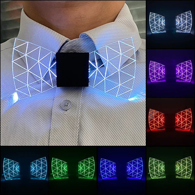 Pajarita LED Luminosa para Hombre, Pajarita Acrílica con Luz LED, Disfraz, Decoración Brillante para DJ, Baile, Regalo Novedoso para Fiestas