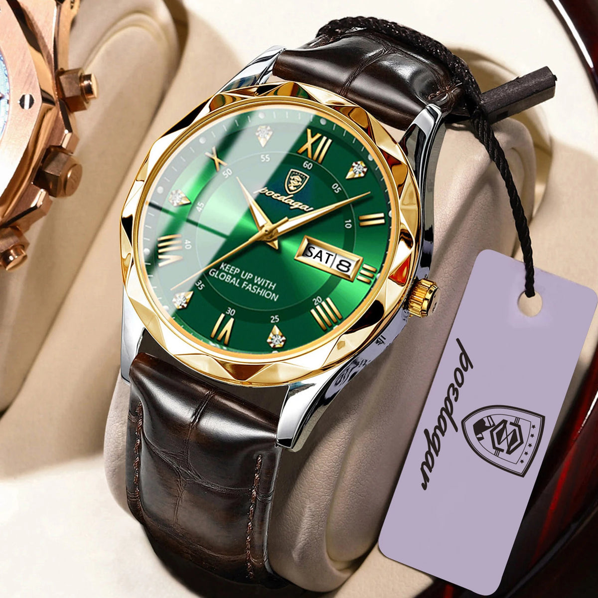 Reloj de pulsera para hombre POEDAGAR, diseño moderno, resistente al agua, luminoso, con calendario semanal, cuarzo, correa de piel, estilo ejecutivo