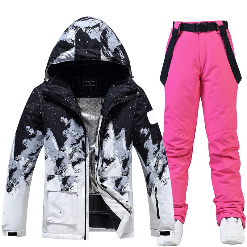 Nuevo traje de esquí de montaña nevado para hombre, ropa de nieve cálida impermeable a prueba de viento para invierno y exteriores, chaqueta de snowboard para parejas y mujeres, pantalones