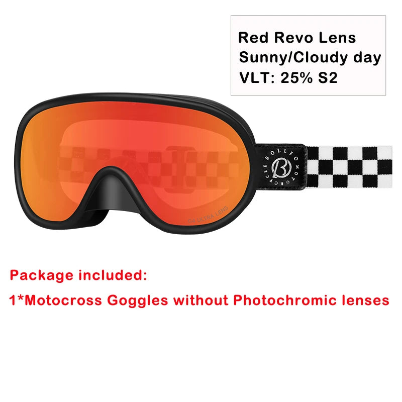 BOLLFO-gafas fotocromáticas Vintage para motocicleta, equipo de equitación para Motocross, UV400, antiniebla, para esquí, moto de nieve y Snowboard