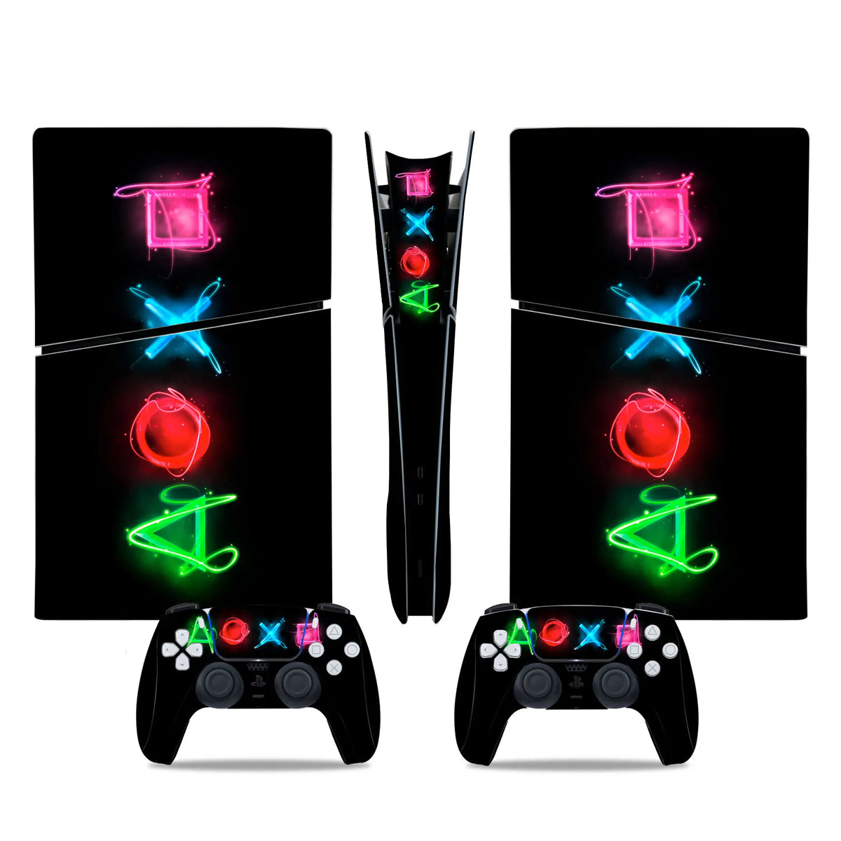 For PS5 Slim Digital Edition Console and 2 Controllers Geometry Design Skin PS5 Slim Digital Sticker Vinyl Wrap Cover Full Set