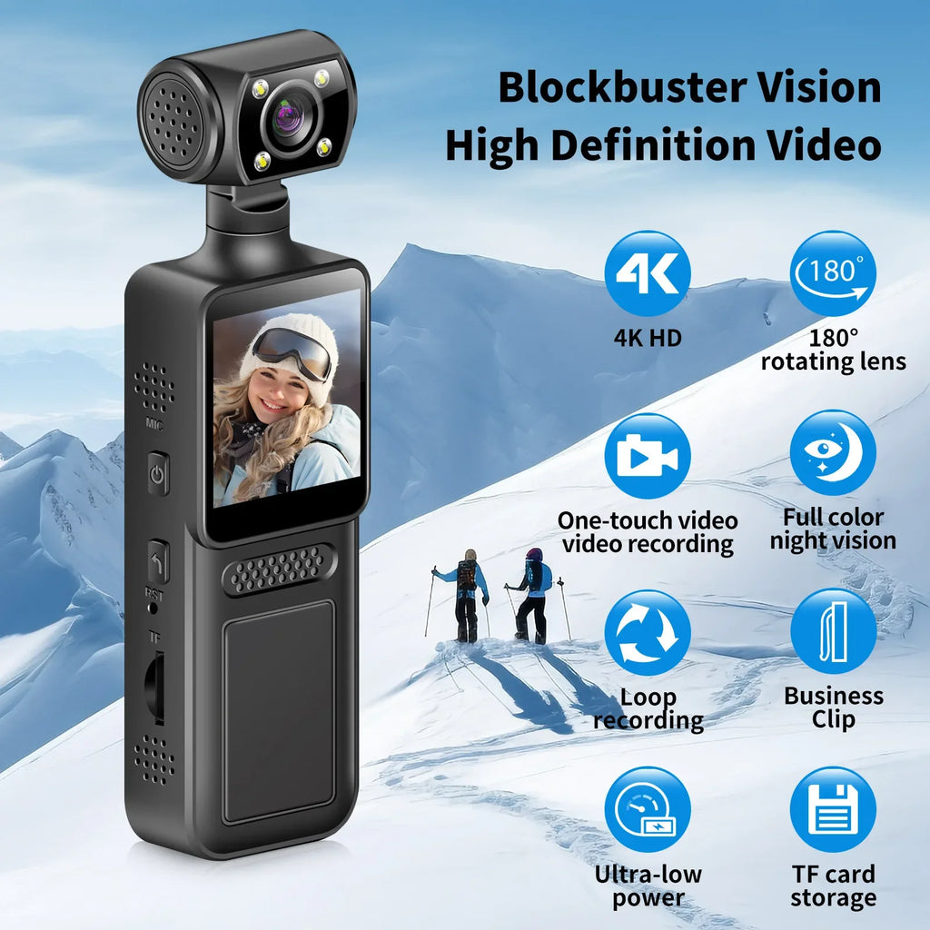 Mini cámara 1080P 4K HD, visión nocturna portátil, deportes, DV, vídeo Digital, grabadora para entusiastas de la aptitud, cámara de bolsillo giratoria 360