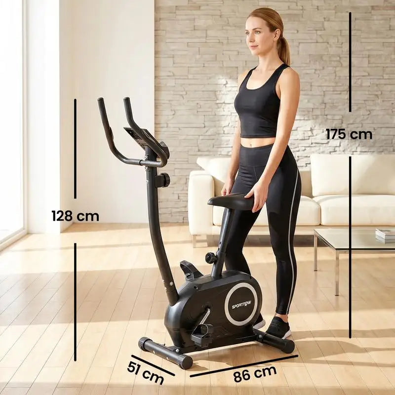 Bicicleta estática con altura ajustable - Resistencia magnética - Sensores de pulso - Soporte para teléfono - Ideal para el hogar, la oficina, el gimnasio - Equipo de fitness silencioso para interiores