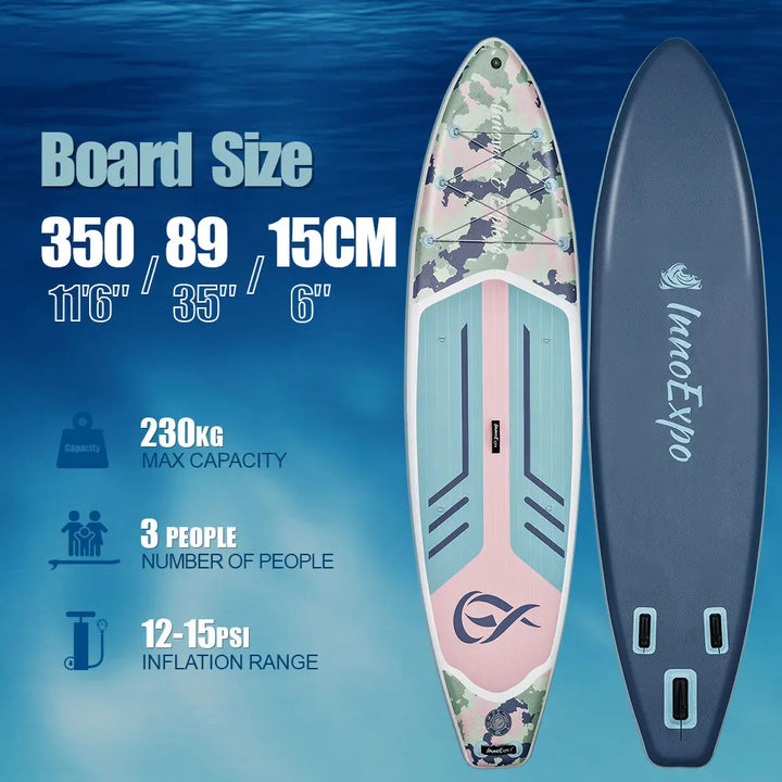 InnoExpo Tabla de Paddle Surf Inflable de 320-350 cm, Tabla de Surf, Tabla de SUP, Antideslizante, para Deportes Acuáticos, Tabla de Paddle Surf ISUP