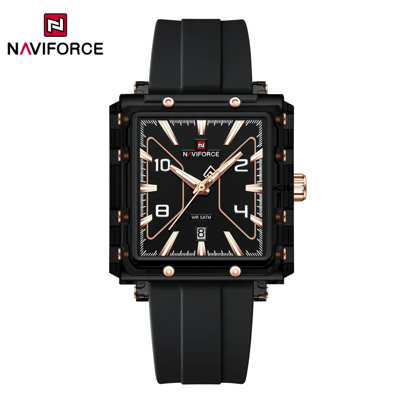 Reloj de cuarzo para hombre NAVIFORCE de alta calidad, resistente al agua 50M, deportivo, con visualización de fecha, correa de silicona y manecillas luminosas, regalo para chico, Reloj Hombre