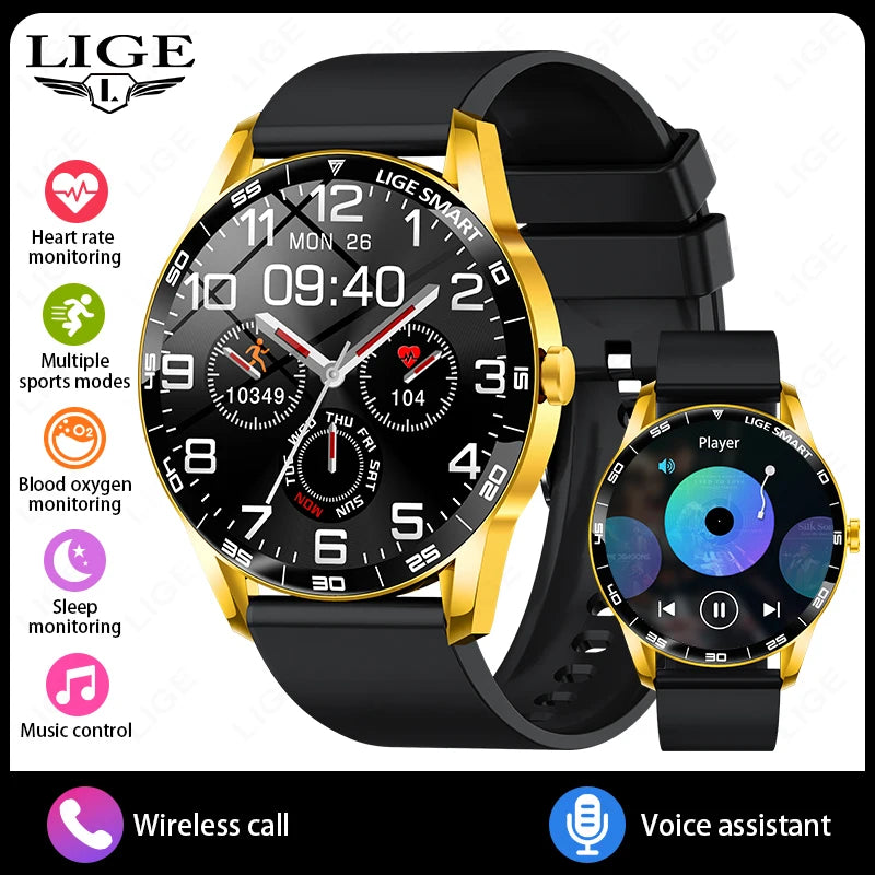 LIGE 2026 New Smartwatch Men 1.38" HD Bluetooth Call Heart Rate Monitor Waterproof Sport Smart Watch Women For Android iOS Phone