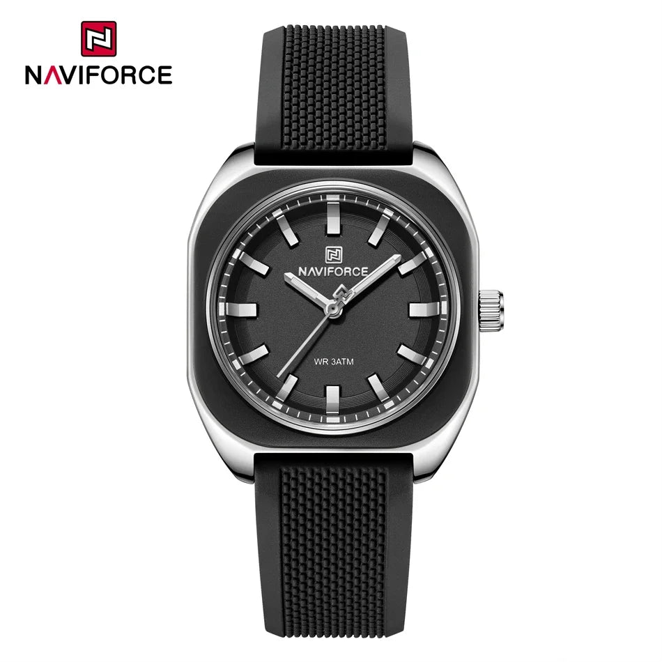 NAVIFORCE Fashion Quartz Watches For Women Comfort Silicone Band Ladies Daily Waterproof Casual Wristwatch Female Timepiece Gift
