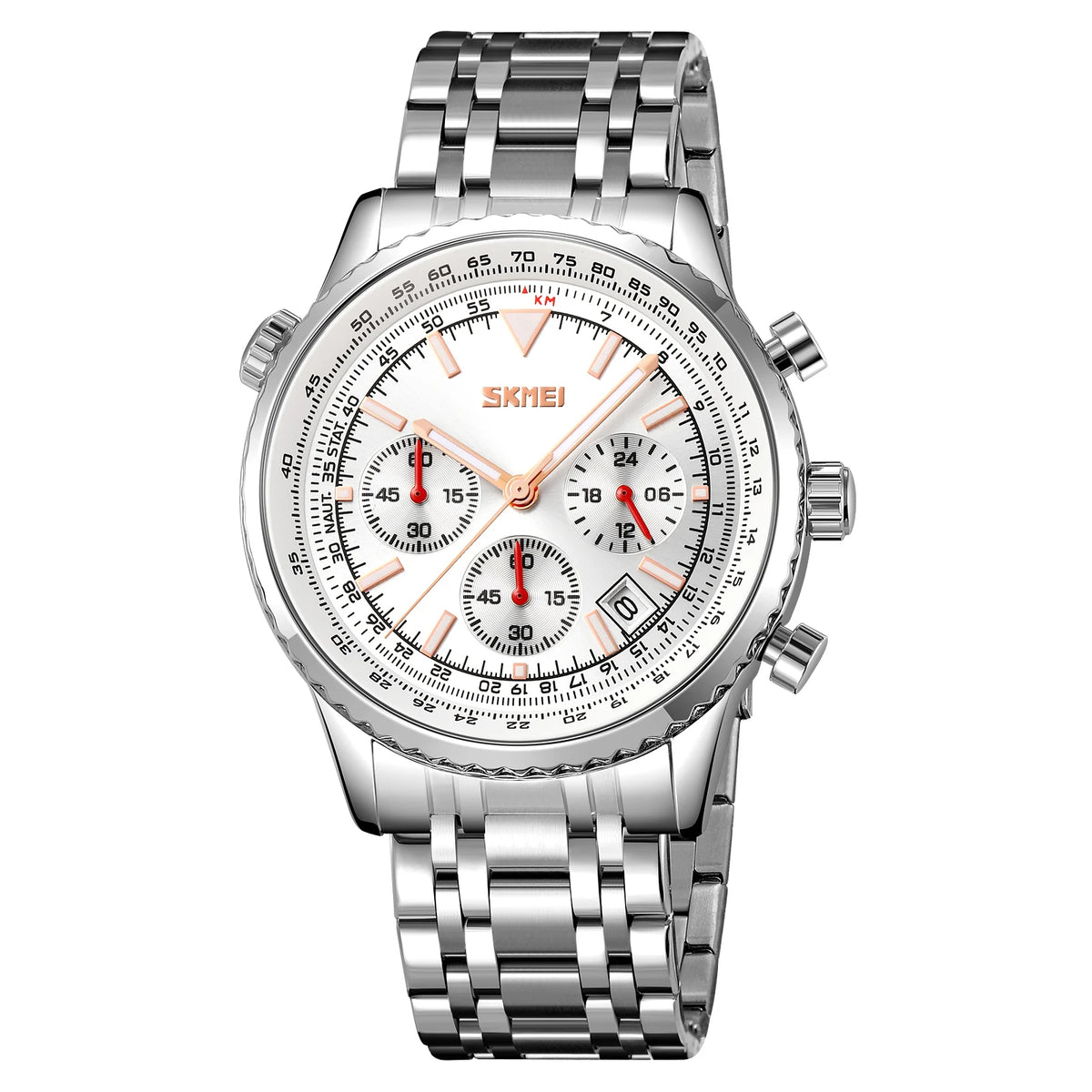 Reloj de pulsera de lujo para hombre SKMEI, impermeable, luminoso, con fecha y cronómetro, reloj de cuarzo para hombre de acero inoxidable Reloj Hombre