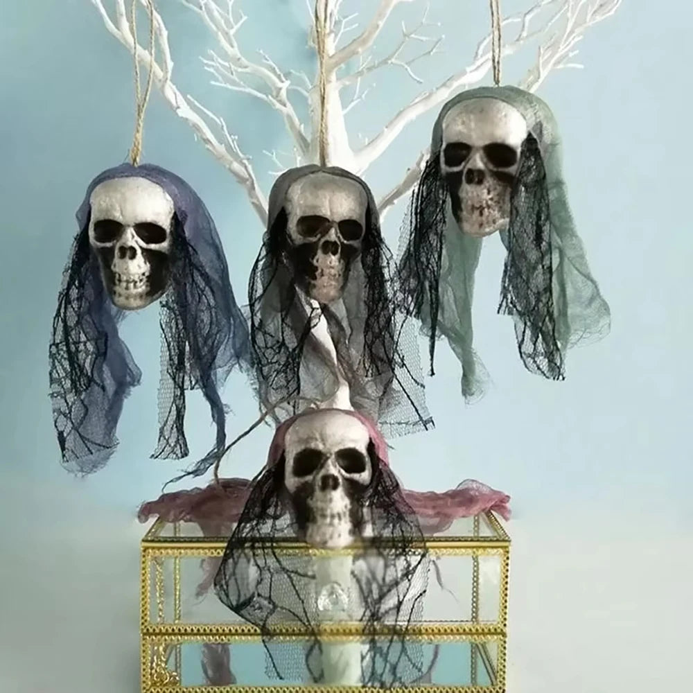 Decoraciones de calavera de Halloween, adornos colgantes de calavera de espuma, cabeza de hueso para ropa de novia, accesorios de decoración de terror de Casa Encantada