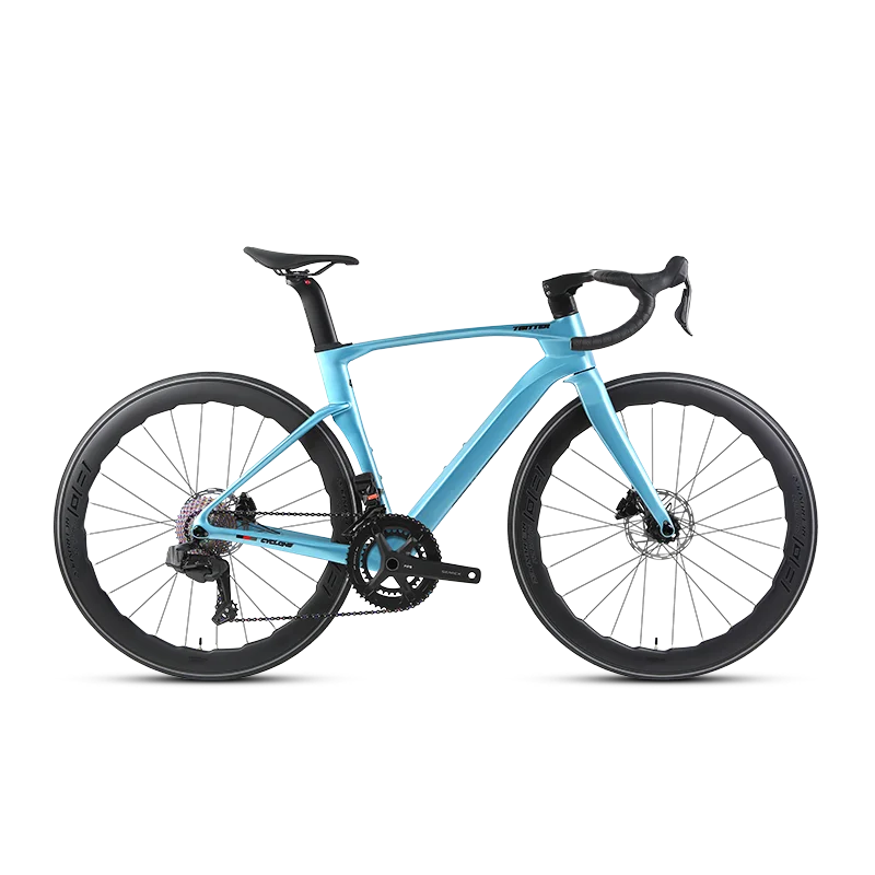 Bicicleta de carretera TWITTER CYCLONEpro SHIMANO R8020-22S, cableado interno, fibra de carbono T800, frenos de disco hidráulicos.