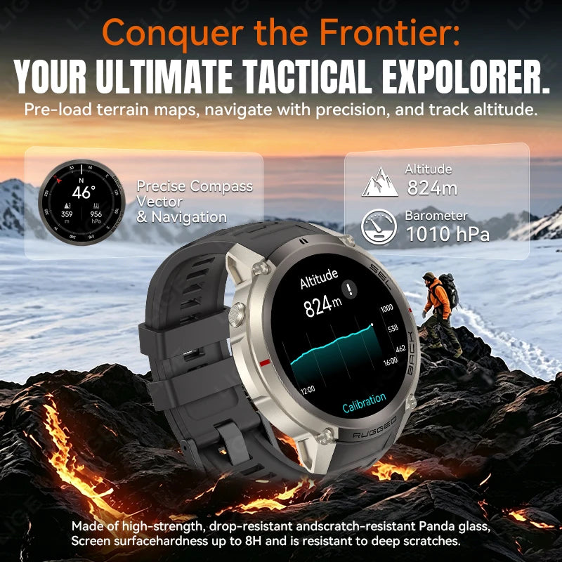 2026 GPS Smart Watch Men 5ATM Waterproof 170+ Sports Offline Map Compass Altimeter AMOLED Bluetooth Call Outdoor Smartwatch Man