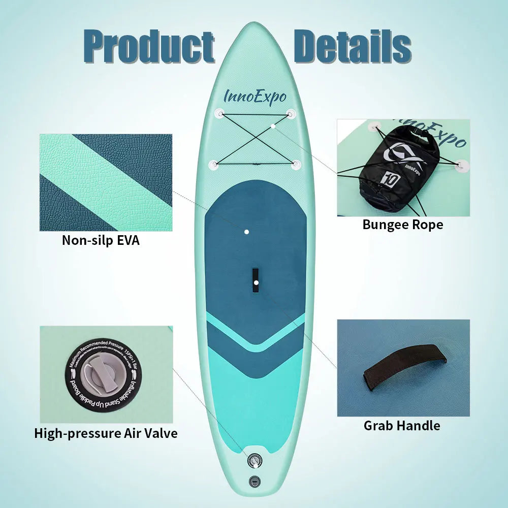 Tabla de Paddle Surf Inflable InnoExpo de 320-350 cm, Tabla de Surf SUP Antideslizante para Deportes Acuáticos con Accesorios