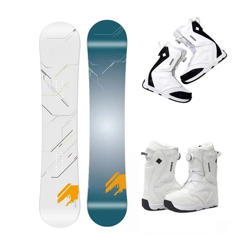 Kit de Snowboard All Mountain con Botas, Núcleo de Álamo con Fibra de Carbono, Set de Freestyle y Carving para Adultos