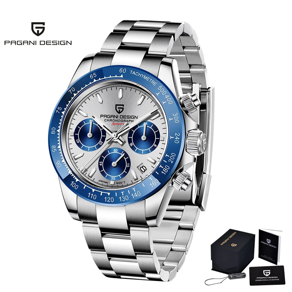 PAGANI Design Chronograph Quartz Watches Sports Sapphire Stainless Steel Waterproof watch for Men Reloj Hombre PD166