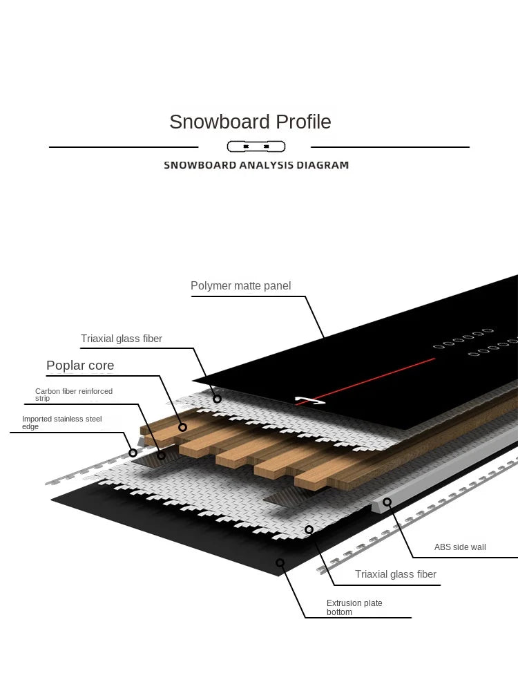 Tabla de flores plana para Snowboard profesional para adultos, núcleo de madera de álamo blanco de montaña, bidireccional
