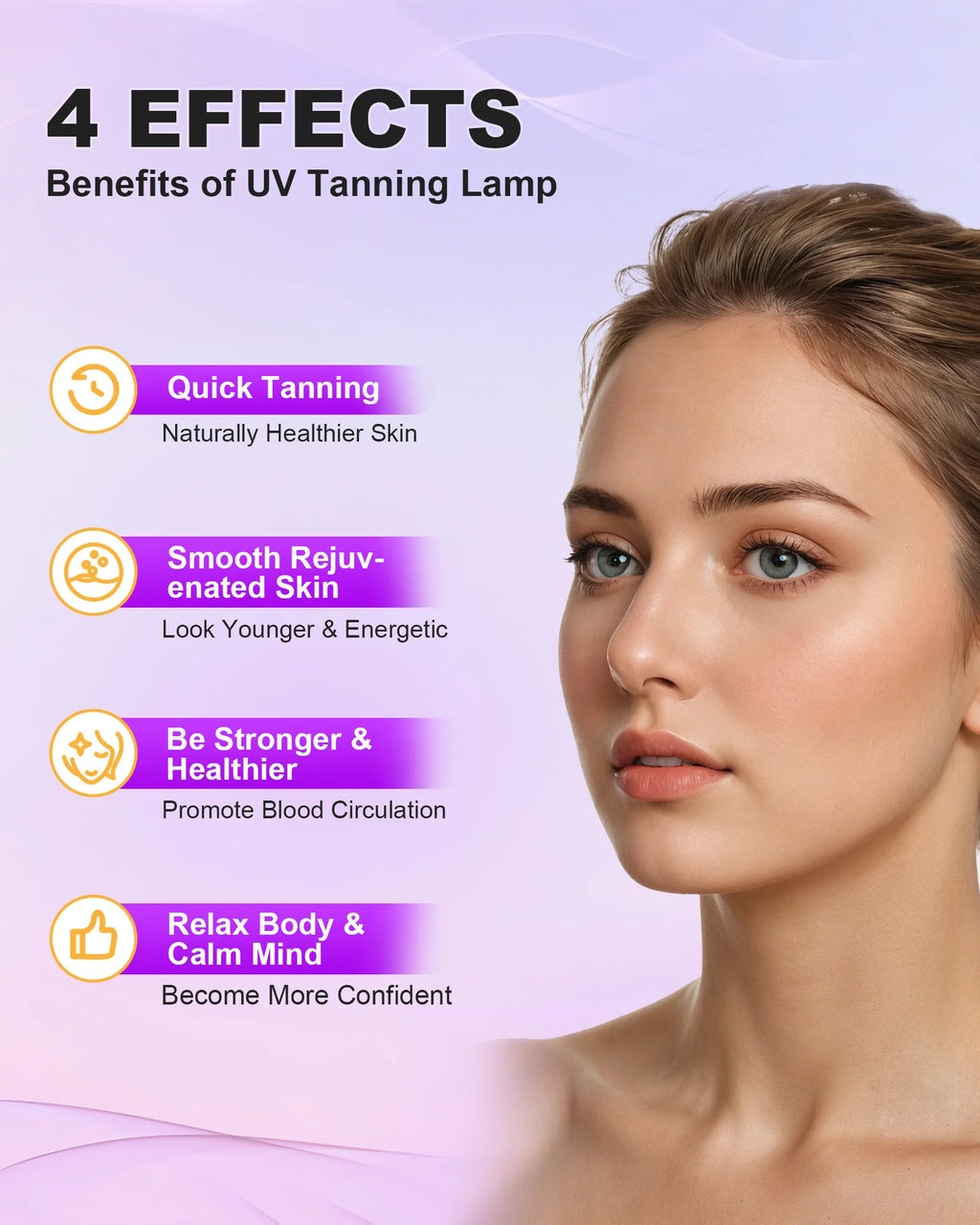 Lámpara Solarium de bronceado de 50W para todo el cuerpo, 250 Uds., luz azul, lámpara de bronceado UV redonda de 460nm, soporte ajustable plegable y ganchos para colgar