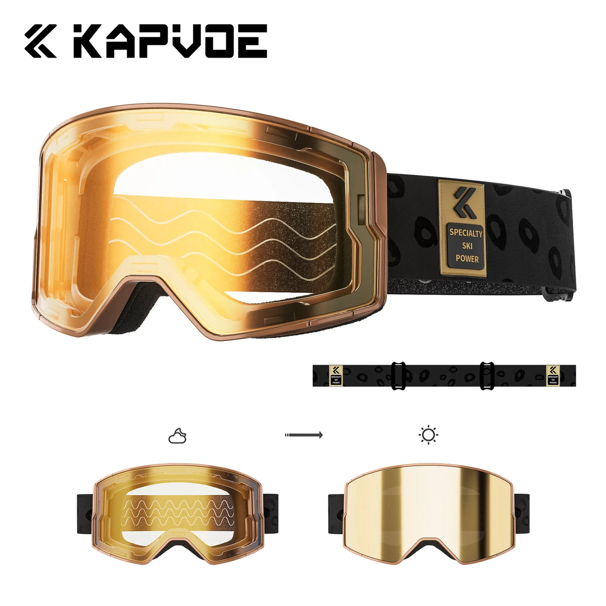 Kapvoe, nuevas gafas de esquí para hombre, máscara antiniebla para Snowboard, gafas de nieve fotocromáticas para mujer, gafas de protección UV400, gafas de invierno para moto de nieve