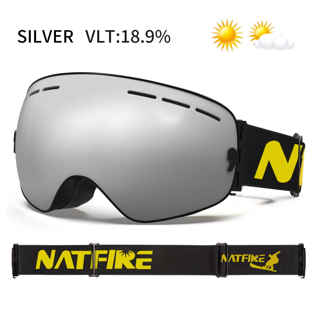 Gafas de esquí Pro 100% protección UV400 antivaho lentes intercambiables gafas de esquí Snowboard gafas de nieve para hombres mujeres Natfire