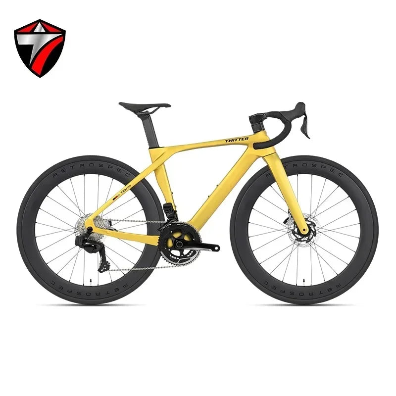Bicicleta de carretera TWITTER T10pro con velocidad variable electrónica, bicicleta de 24 velocidades EDS TX7100, fibra de carbono T800, freno de disco hidráulico