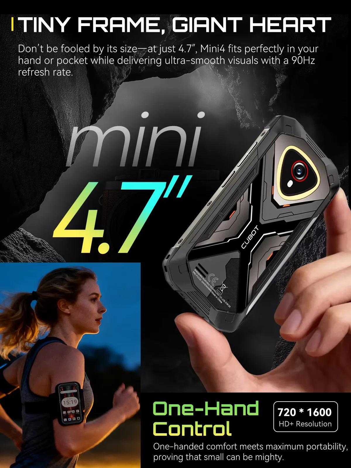 [Shipping From France] Cubot KingKong Mini 4 Android 15 Rugged Smartphone 4.7-Inch  4700mAh 16(6+10)6GB+128GB NFC Camping Light