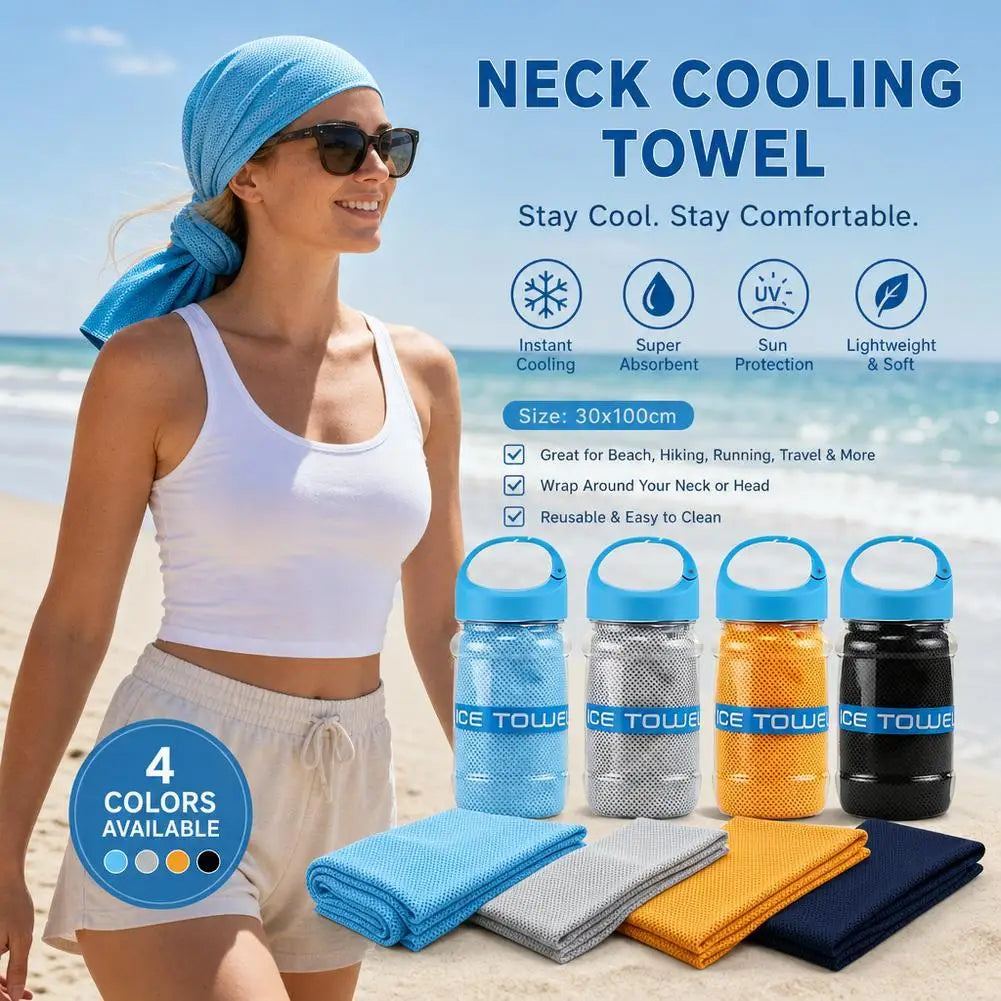 Toalla refrescante transpirable con estuche, toallas de microfibra suaves de secado rápido, prevención de golpes solares, toalla ligera para yoga, natación y gimnasio