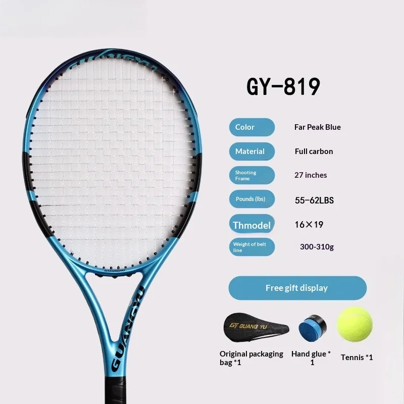 Raqueta de Tenis de Carbono Completo para Adultos, Profesional, de Alta Potencia, Ligera, para Entrenamiento y Partidos, Unisex, con Bolsa de Tenis, Raqueta de Tenis de Playa