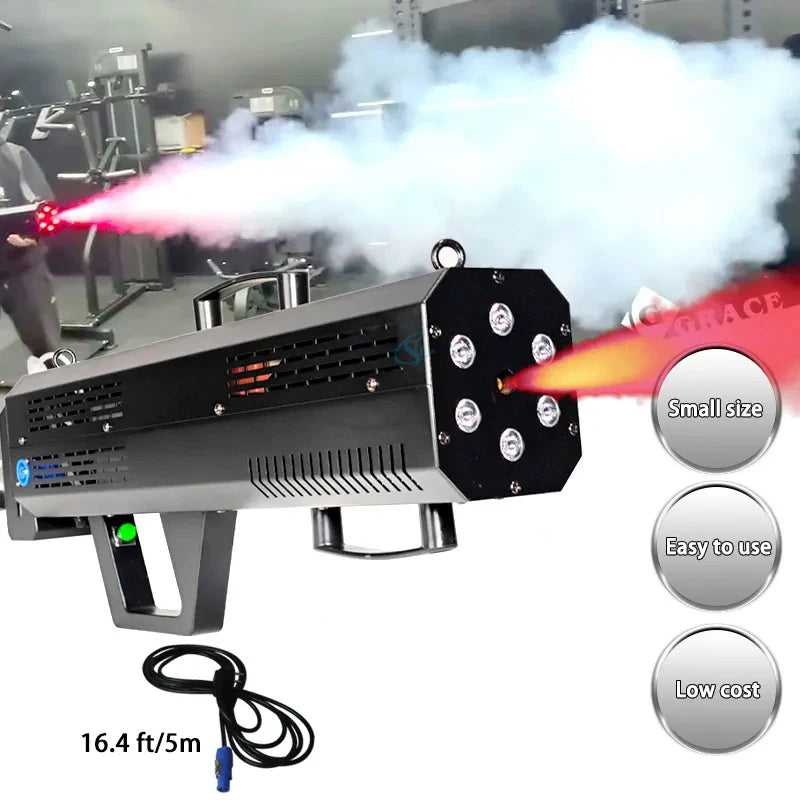 Pistola de humo LED RGB de 1500W, equipo de efectos especiales para escenarios, pulverizador de humo para DJ, discotecas, fiestas y bodas