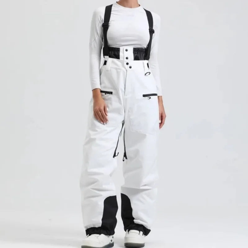 Pantalones de esquí con tirantes, unisex, para actividades al aire libre, resistentes al viento y a la nieve, cálidos, ideales para practicar snowboard, para hombres y mujeres, para esquí y deportes de invierno.
