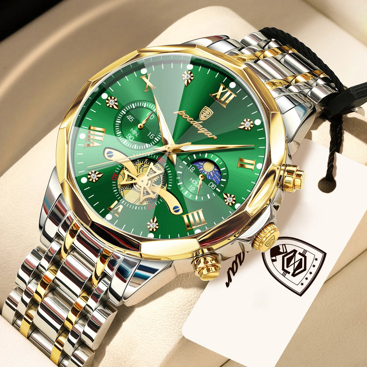 Reloj de lujo original para hombre POEDAGAR, resistente al agua, luminoso, cronógrafo, de acero inoxidable, de cuarzo, para negocios, Reloj Hombre