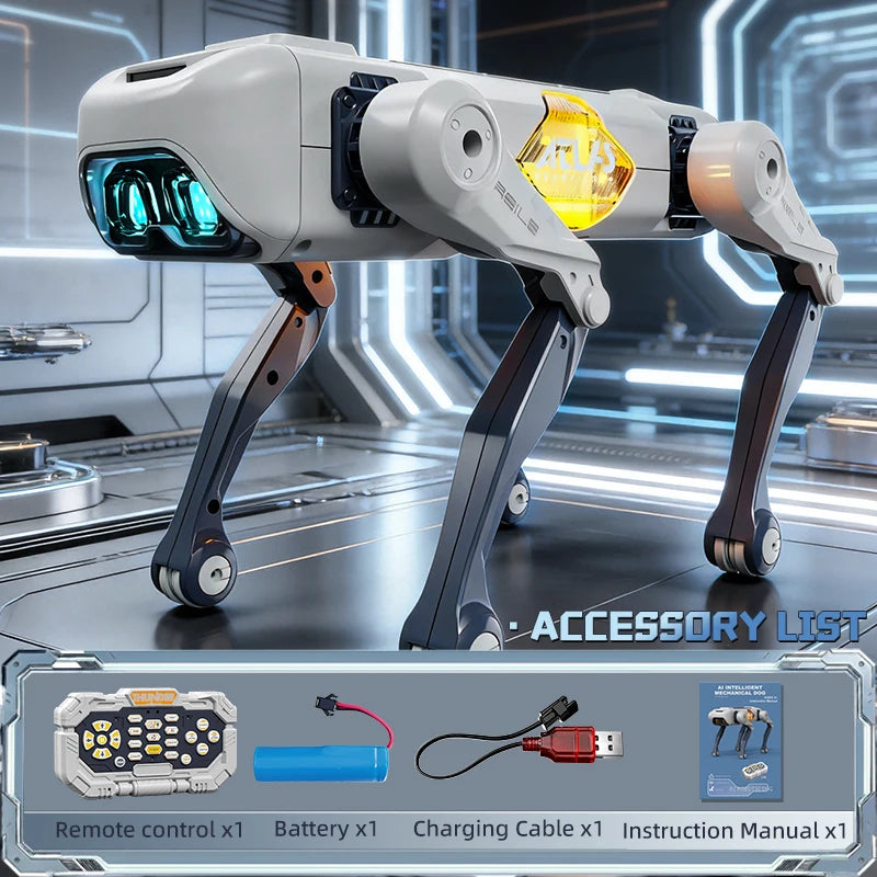 Perro robot biónico inteligente con control remoto, juguete eléctrico para niños con control dual por voz y aplicación, regalo de Navidad
