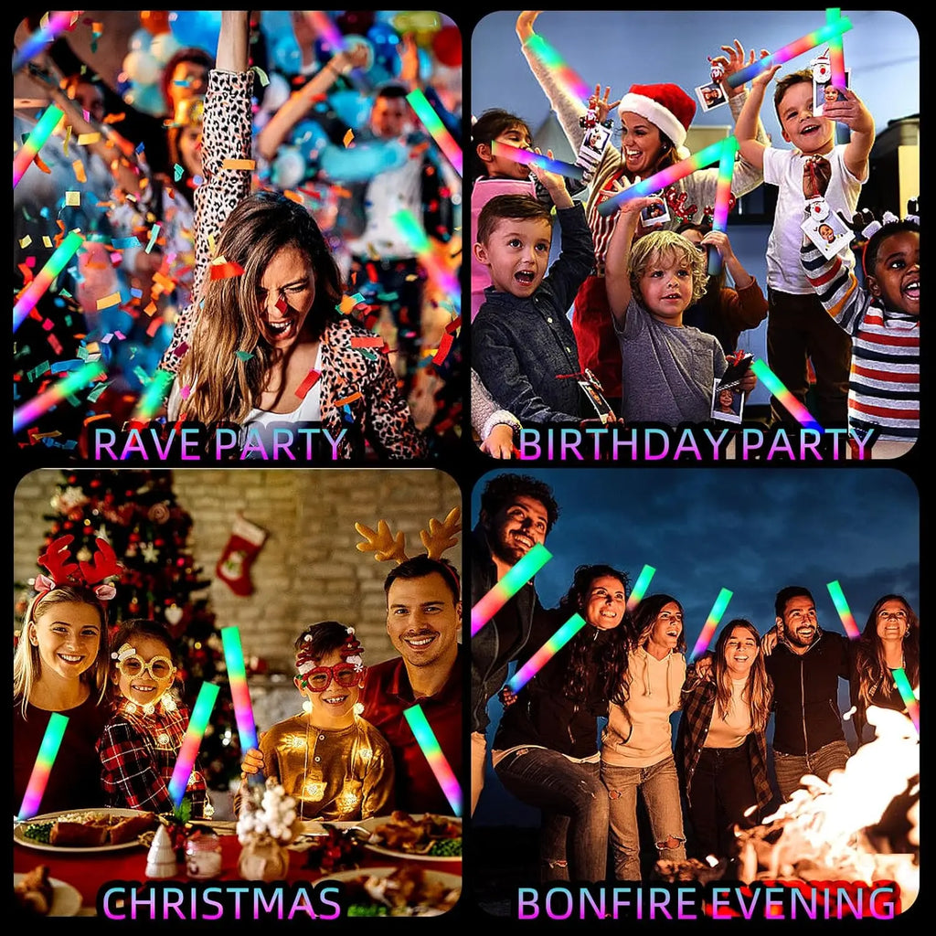 30 Uds. De barras luminosas de espuma con 3 modos, barra luminosa intermitente Led colorida que brilla en la oscuridad, suministros para fiestas para conciertos de Raves de boda