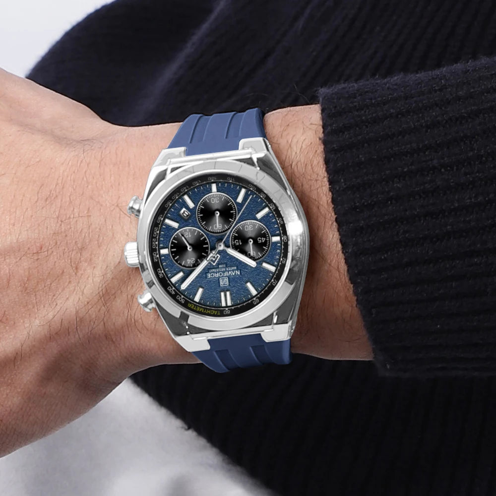 Reloj deportivo para hombre NAVIFORCE, cronógrafo con correa de silicona resistente al agua, reloj de pulsera de cuarzo luminoso de marca de lujo