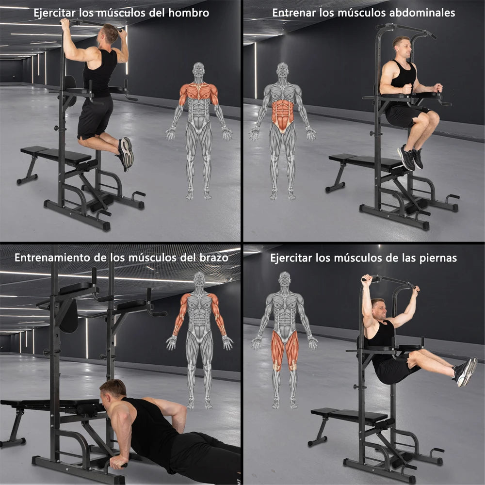 Máquina de Dominadas, Estación de Entrenamiento Multifuncional, para Uso Doméstico o en Gimnasio, Unisex