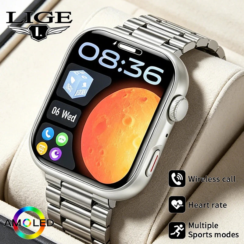 Nuevo reloj inteligente deportivo LIGE con pantalla AMOLED de 1.83" para hombre, monitorización diaria 24 horas integrada, reloj inteligente con llamadas Bluetooth para hombre
