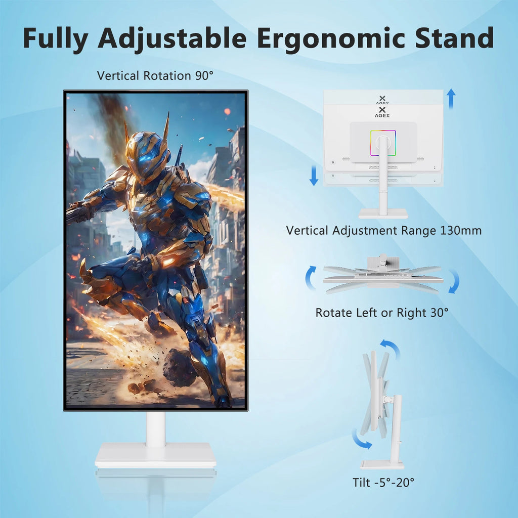 Monitor X AGEX de 27 Pulgadas con Biseles Ultrafinos, 4K 3840 x 2160 UHD, 60 Hz, 16:9 IPS LED, Brillo de 400cd/m², FreeSync y Eye-Care, HDR10, 100% sRGB, Compatible con VESA, Altura Ajustable