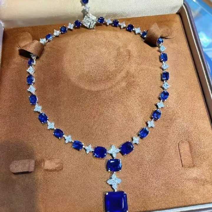 KQDANCE-collar de lujo de plata de ley 925 con esmeralda y zafiro de laboratorio, piedras preciosas de alto contenido de carbono, joyería fina para fiesta para mujer