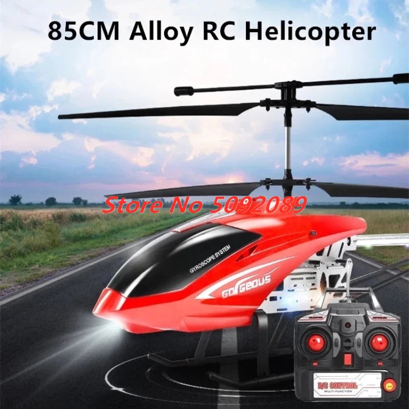 2,4G 6 ejes Flybarless doble hélice Flexible Anti-choque RC helicóptero 85CM 150M aleación avión UAV con 3 uds batería de juguete