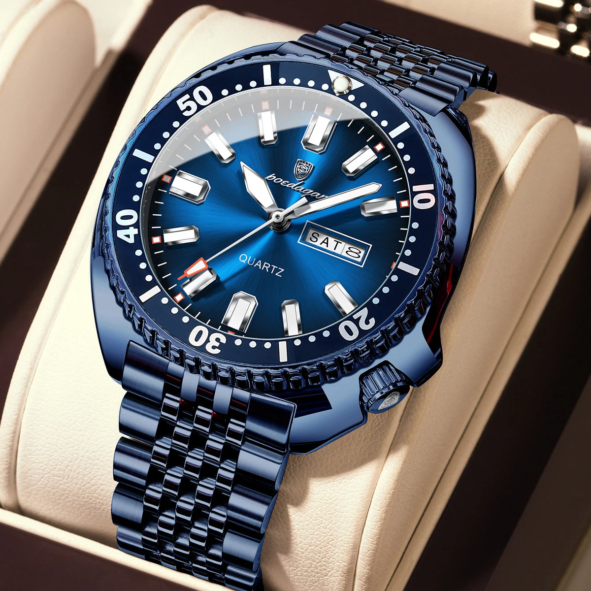 Reloj de cuarzo para hombre POEDAGAR, de lujo, para negocios, con fecha, día, resistente al agua y luminoso, reloj de pulsera deportivo de acero inoxidable