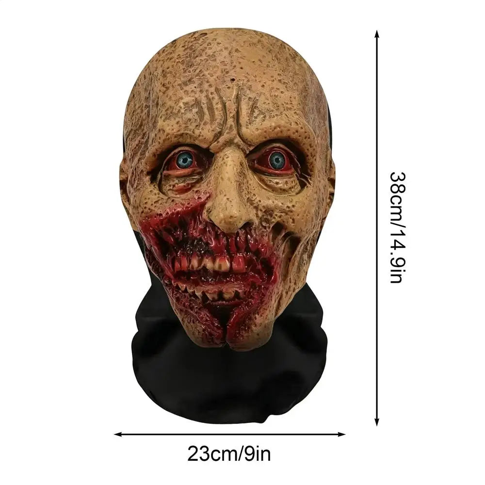 Máscara de látex de calavera de fantasma terrorífica para toda la cabeza, máscara de terror para espectáculos de escenario, accesorio de disfraz para fiesta de Halloween, máscaras realistas y espeluznantes.