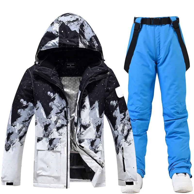 Nuevo traje de esquí de montaña nevado para hombre, ropa de nieve cálida impermeable a prueba de viento para invierno y exteriores, chaqueta de snowboard para parejas y mujeres, pantalones
